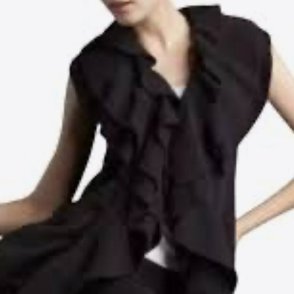 Alice + Olivia Black Jersey Knit Ruffled Vest Size Medium